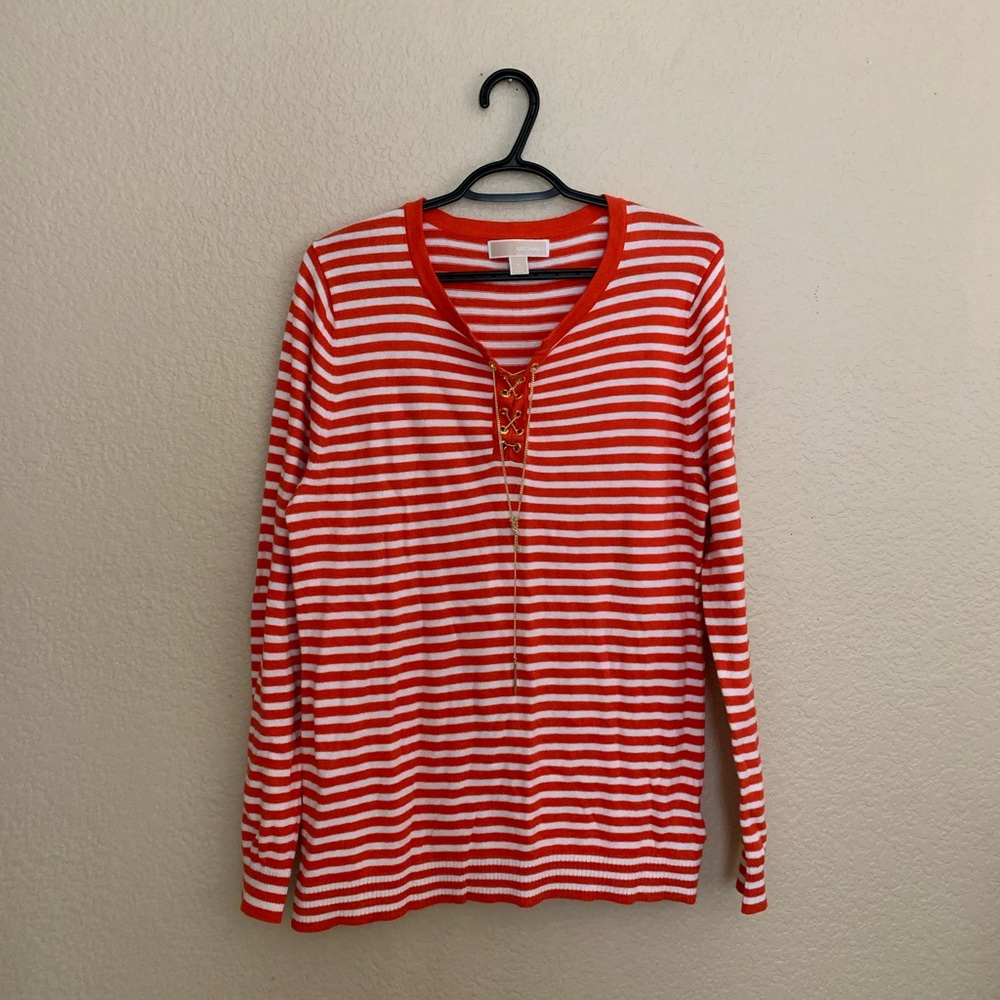 Micheal Kors Orange Sweatshirt with Gold Chain